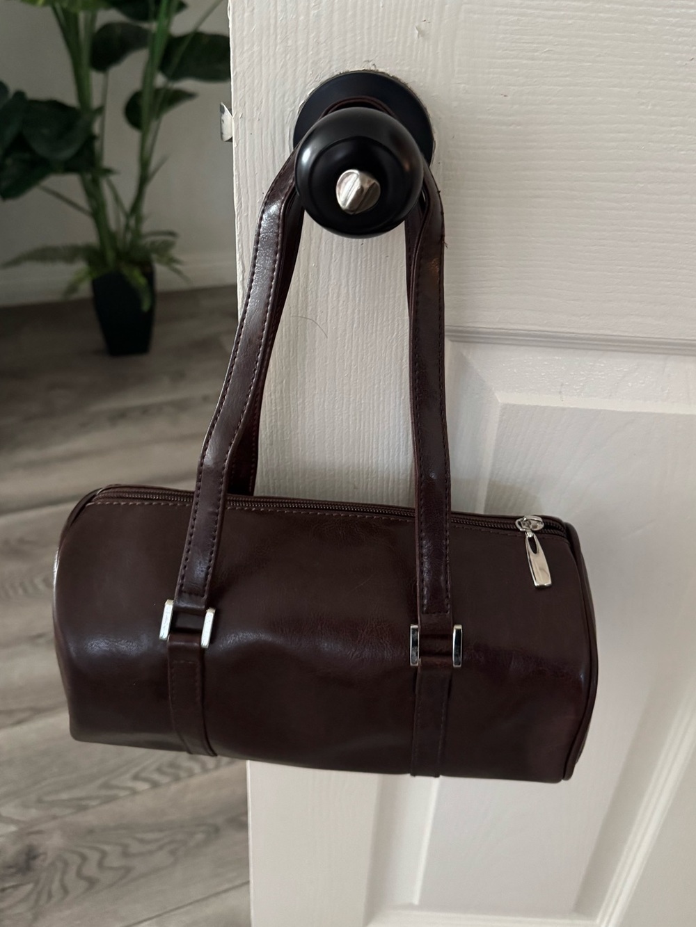 Brown Barrel Shoulder Bag